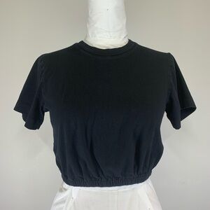 Wilfred Aritzia Black Cropped T-Shirt Size Medium